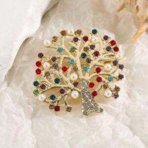 Elegant Multicolor Tree of Life Brooch
